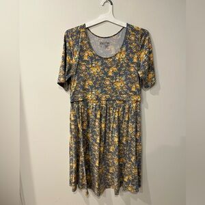 Latched Mama Maternity/Nursing-Friendly Floral A-Line Midi Dress - Size 2X